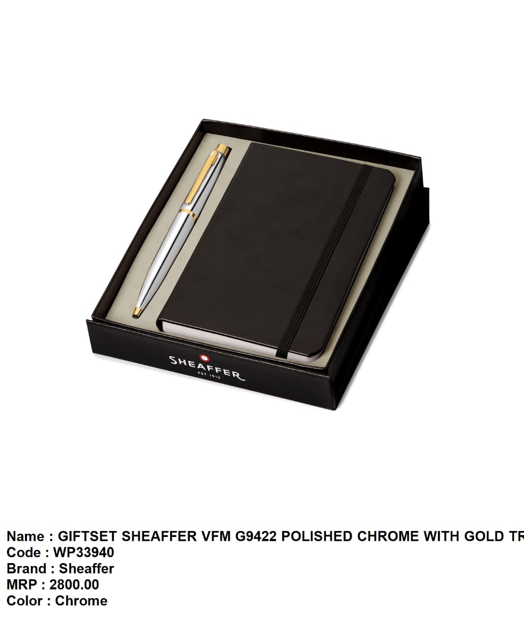 Giftset sheaffer vfm G9422 polished chrome with gold trim
